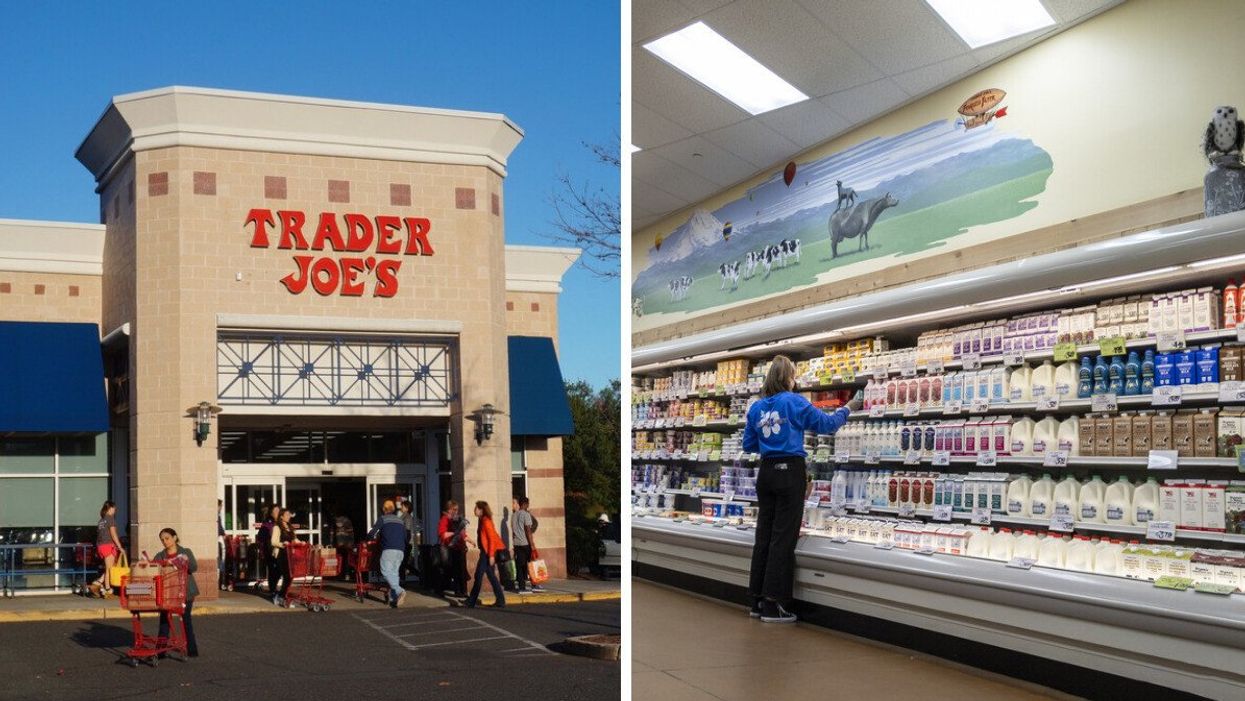 A Trader Joe's in the USA. Right: The Interior of a Trader Joe's.