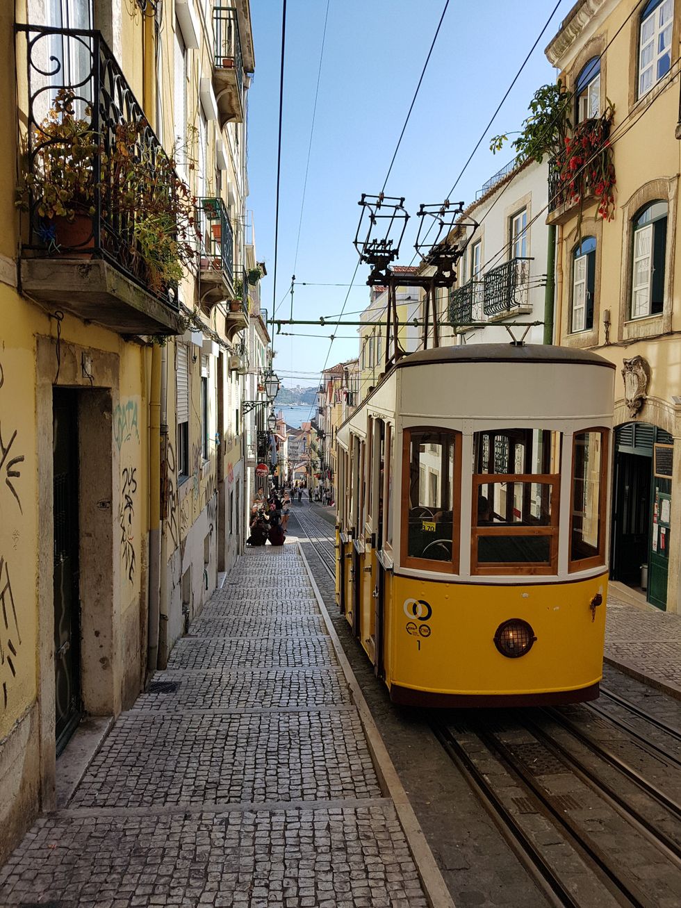 A tram in Lisbon, Portugal.