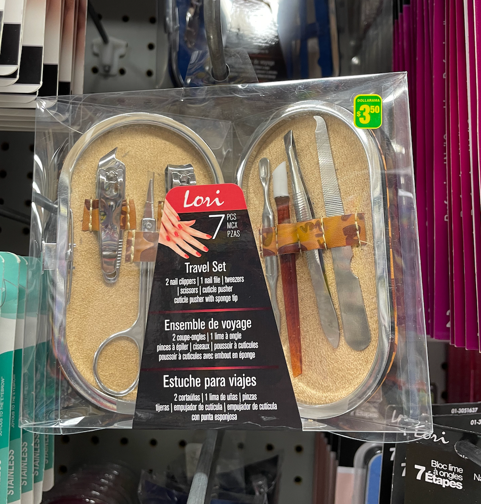 A travel nail care set at Dollarama.