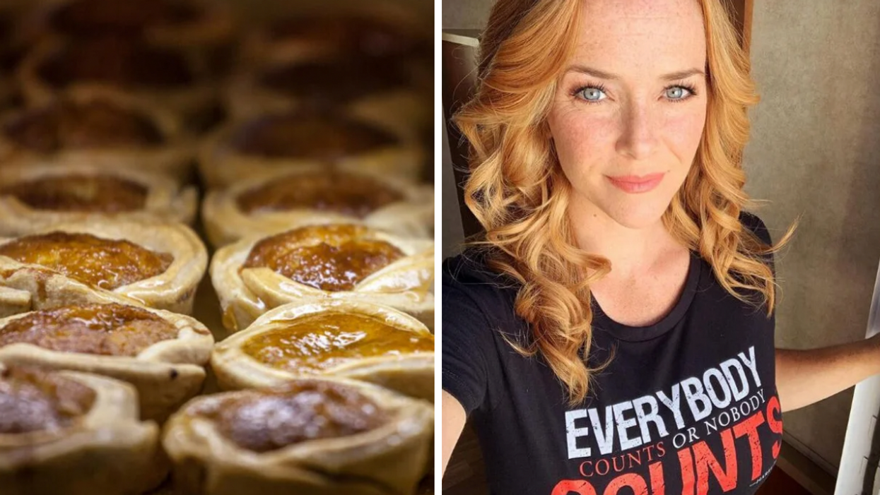 A tray of butter tarts. Right: The late actor Annie Wersching.