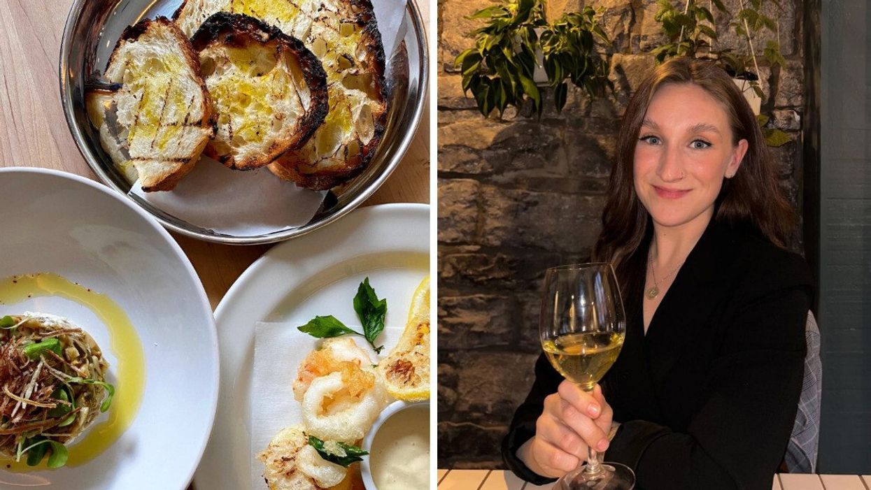 A trio of tasty-looking dishes from Les Fougeres, Gatineau. Right: A woman smiles and poses with a glass of wine.