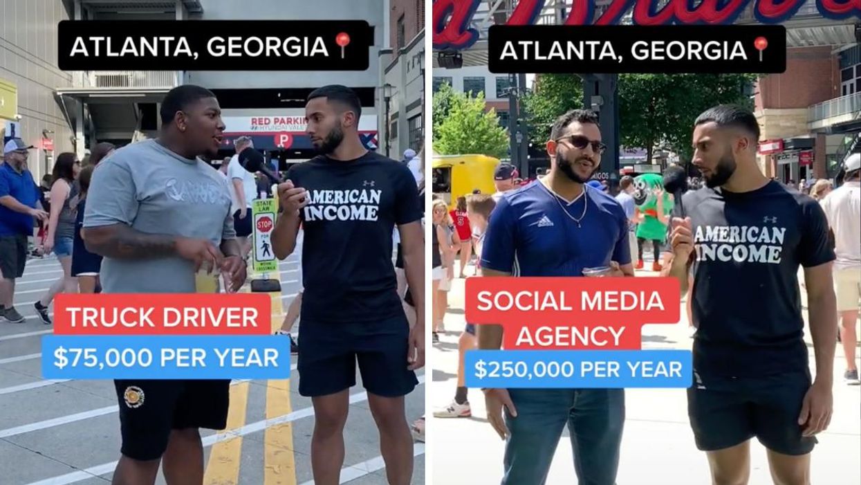 A truck driver revealing his salary in Atlanta. Right: A social media agent revealing his salary in Atlanta.