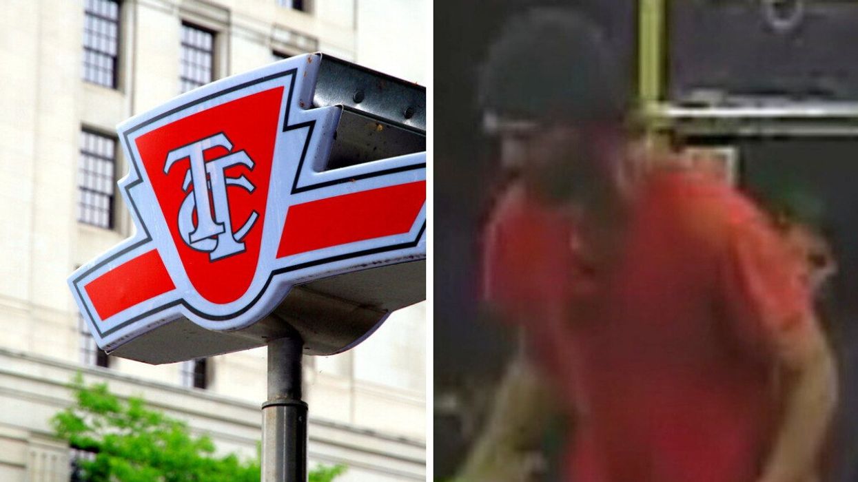 A TTC logo in Toronto, Ontario. Right: A suspect wanted in an unprovoked attack on the TTC.