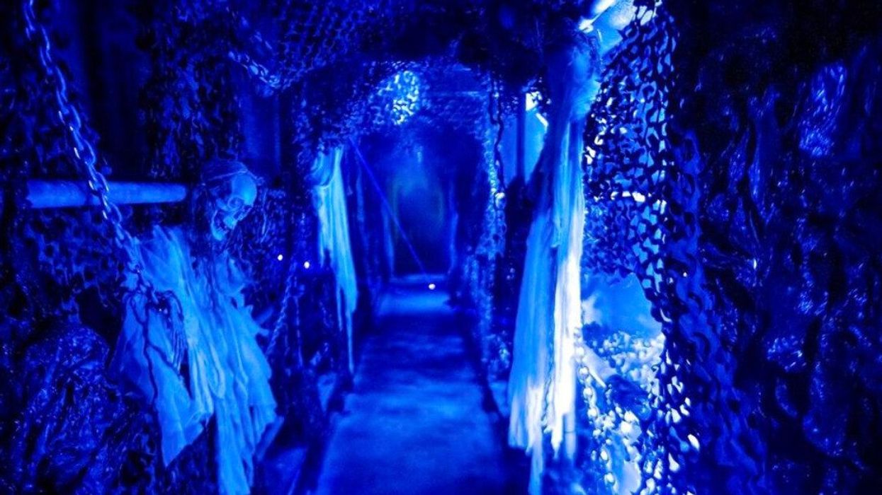 A tunnel filled with skeletons.
