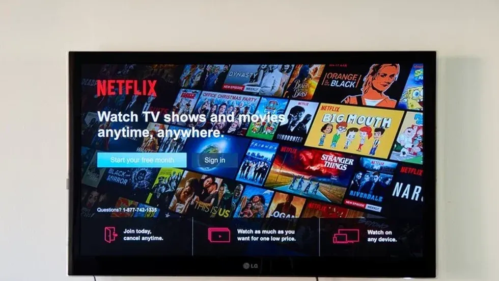 A TV screen with Netflix.