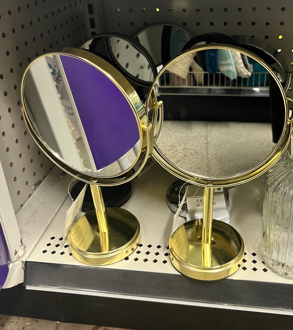 A vanity mirror from Dollar General.