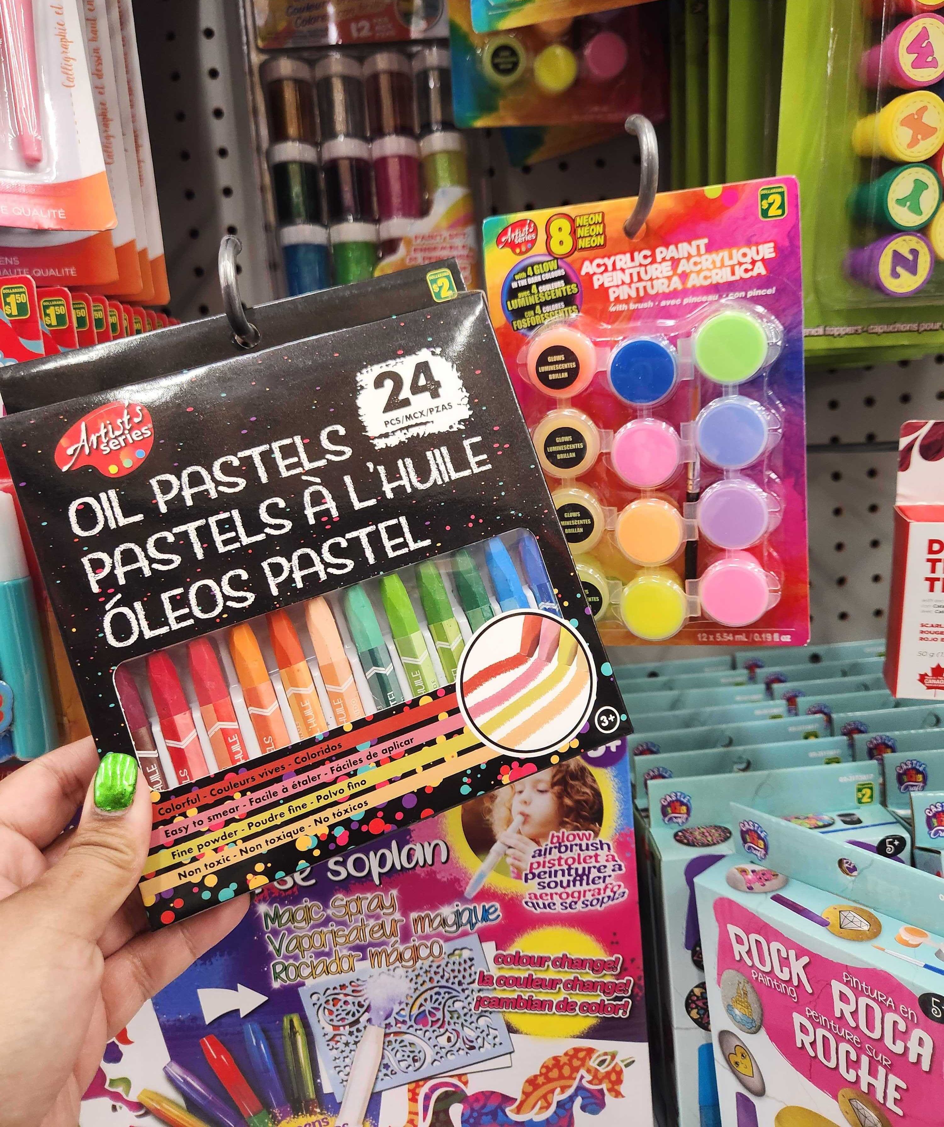A variety of craft supplies at Dollarama.