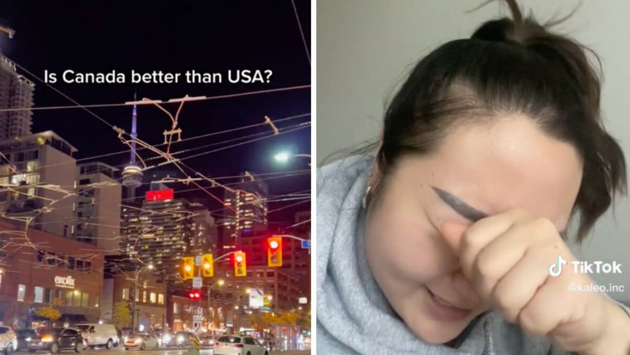 A video of Downtown Toronto. Right: A Toronto TikToker.