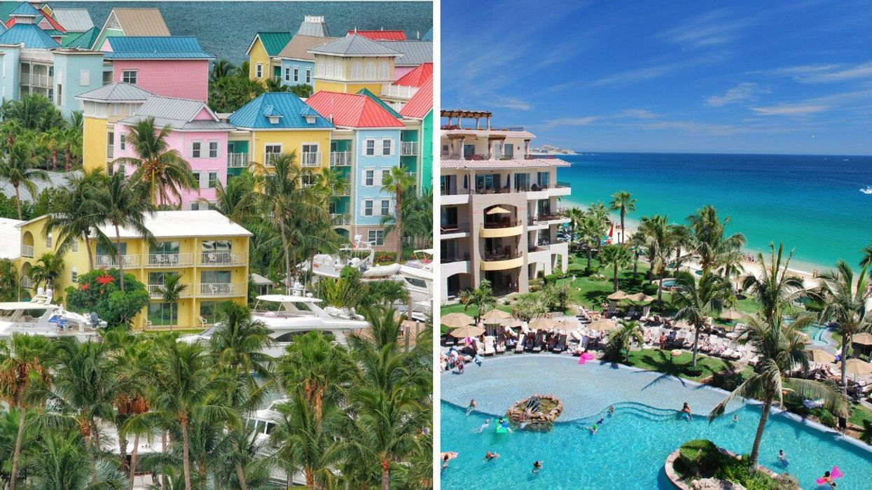 A view of Nassau, Bahamas. Right: A tourist resort in Mexico.