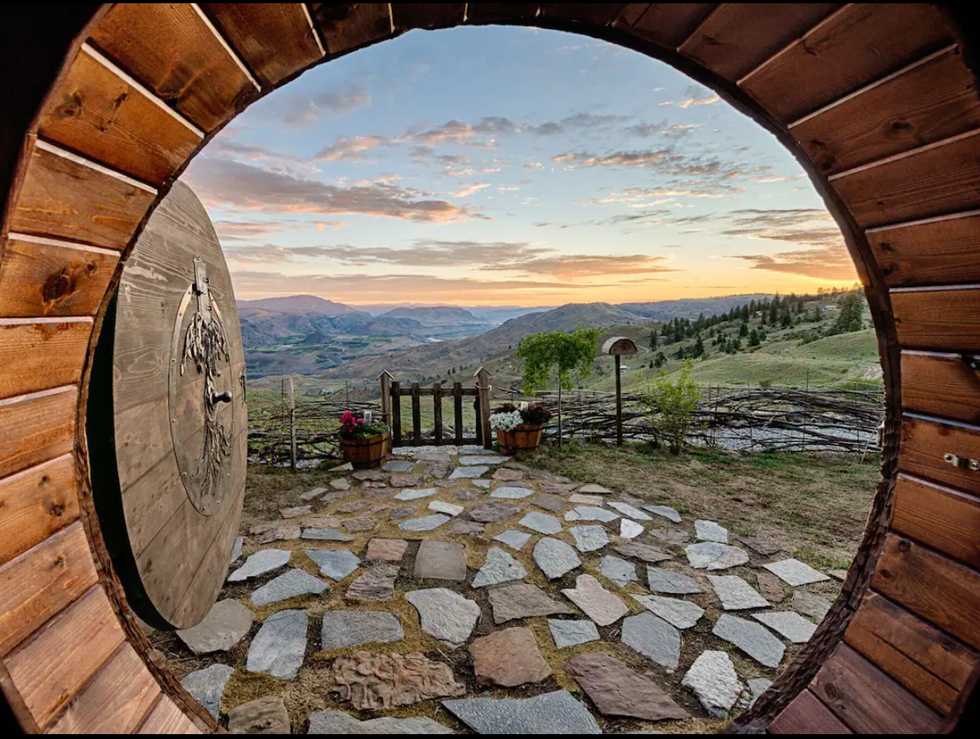 A view of the countryside from the Hobbit house.