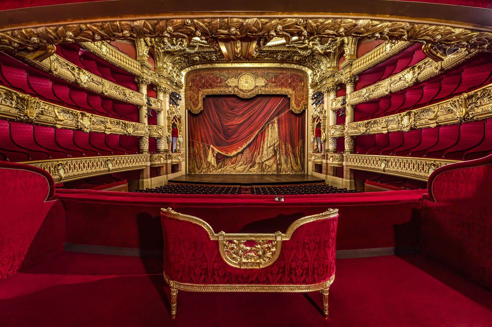 A view of the stage at the Palais Garnier Opera House.