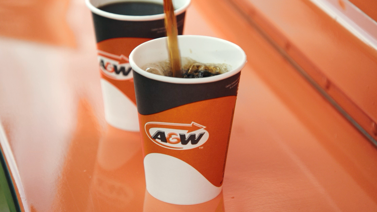 A&W coffee being poured into a cup.