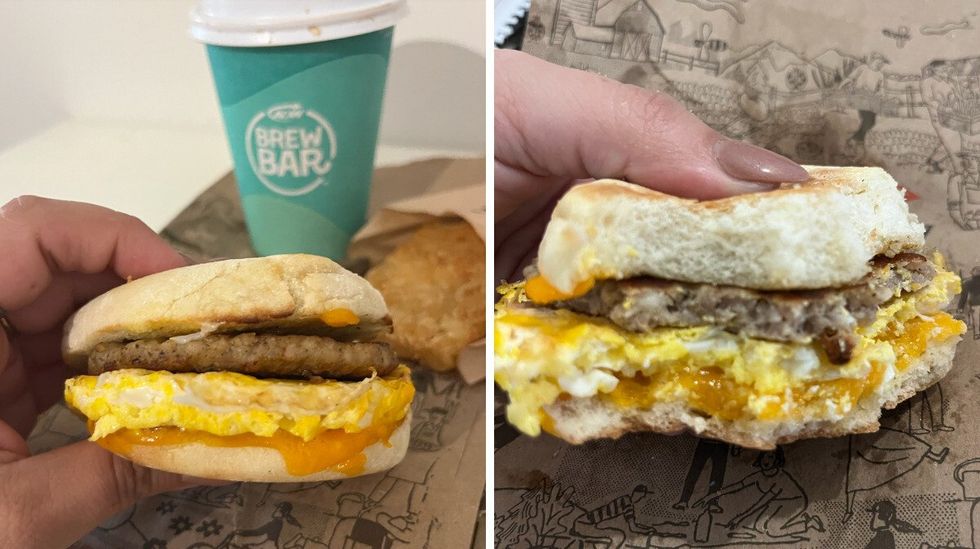 A&W : Sandwich d\u00e9jeuner Chef-d'oeuf avec saucisse.