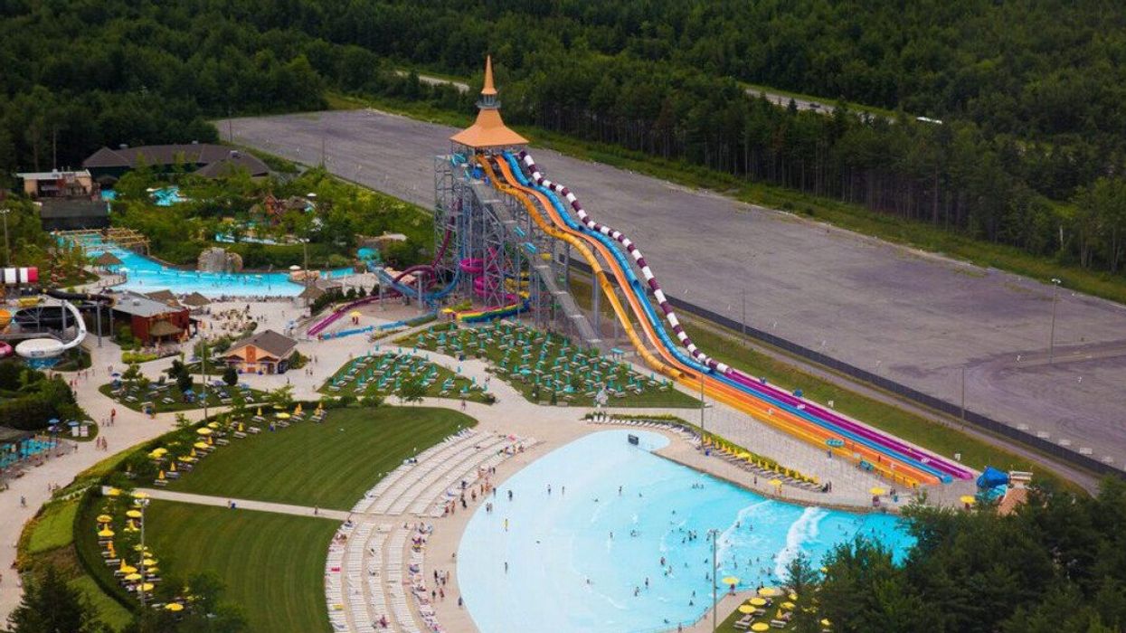 A waterpark with attractions.