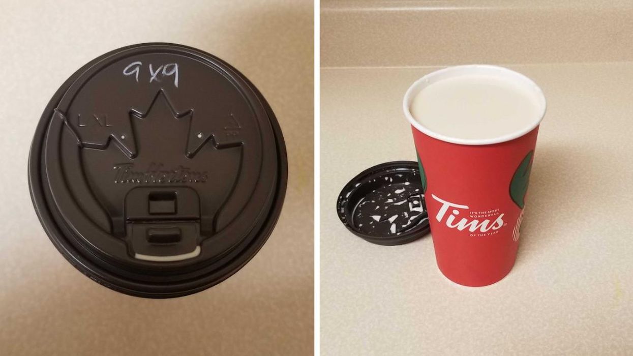 A Wayne Gretzky coffee from Tim Hortons. Right: Near-white coffee.