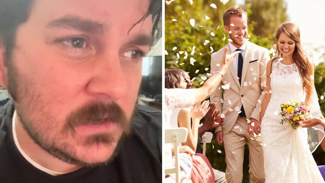 A wedding photographer sharing his story. Right: A couple on their wedding day.
