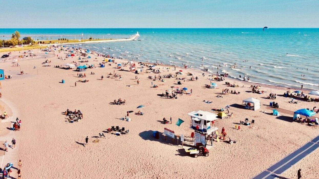 A white sand beach.