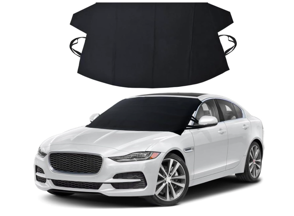 A windshield cover and a car.