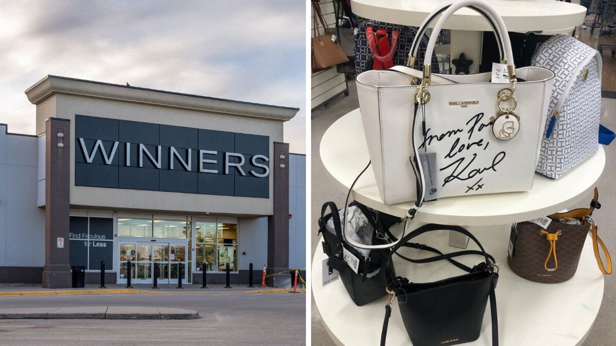 A Winners store. Right: Purses at Winners.