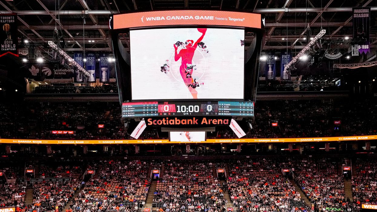 A WNBA game at the Scotiabank Arena.