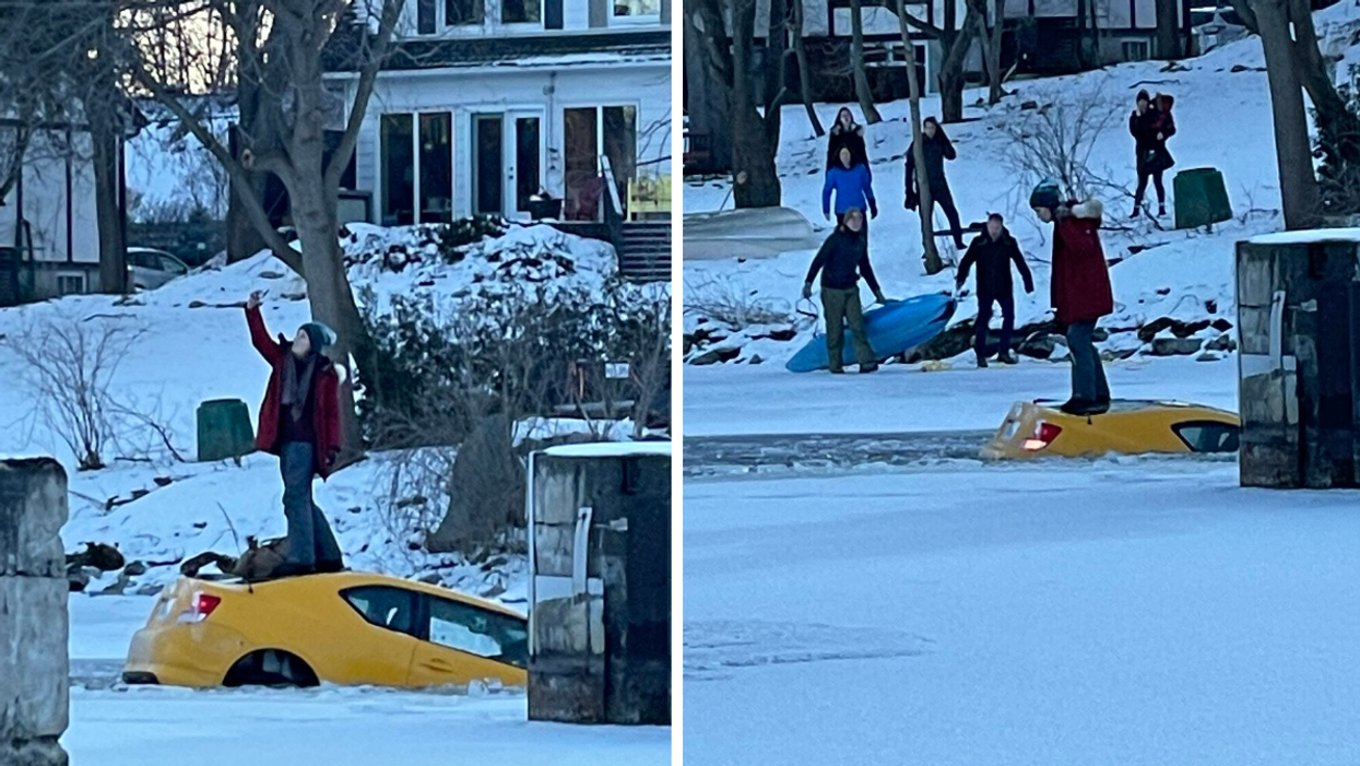 A Woman Apparently Took A Selfie On Top Of Her Car As It Sank In The Rideau River (PHOTOS)