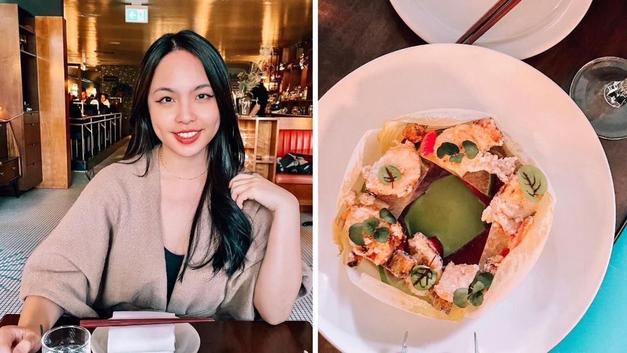 A woman at a Vancouver restaurant. Right: Kissa Tanto dish.