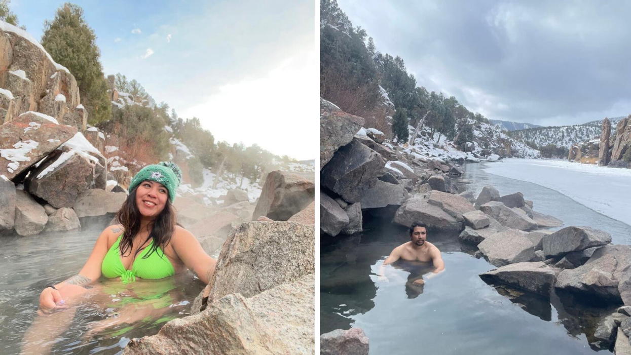 A woman at Radium Hot Springs in Colorado. A man at Radium Hot Springs in Colorado.