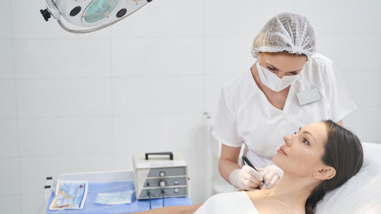 A woman having Mohs surgery to have skin cancer removed.