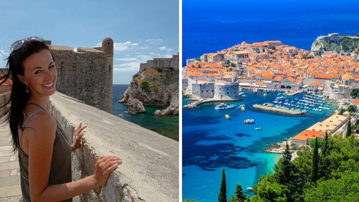 A woman in Dubrovnik, Croatia. Right: Dubrovnik's Old Town.