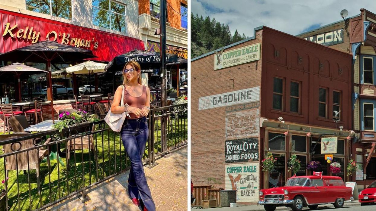 A woman in Kamloops, B.C. Right: Greenwood B.C.