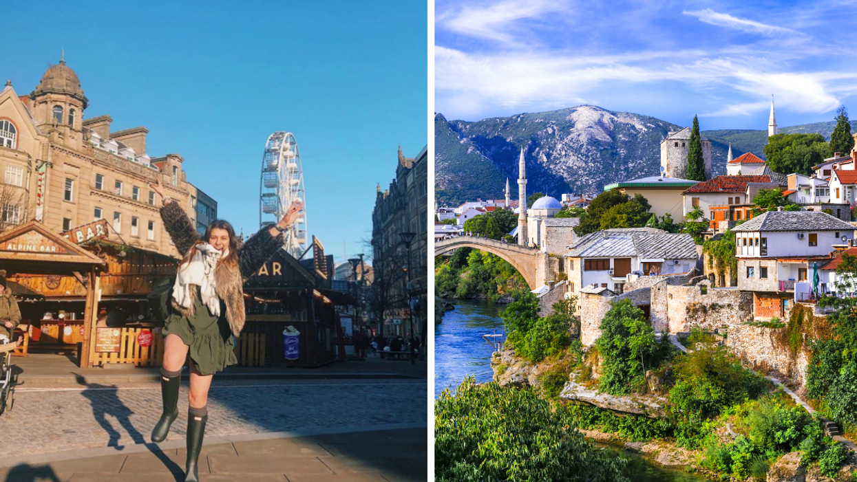 A woman in Sheffield, England. Right: Bosnia & Herzegovina.