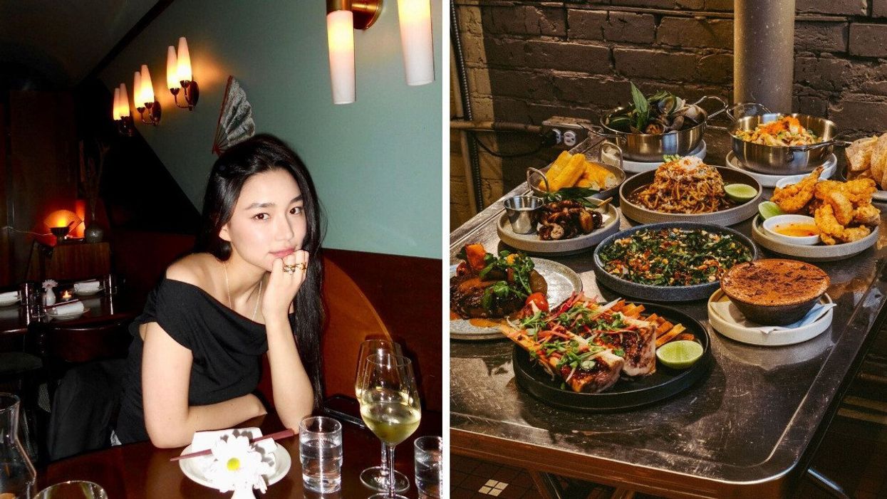 A woman smiles and poses at Kissa Tanto in Vancouver. A table full of Vietnamese street dishes from The Lunch Lady in Vancouver.
