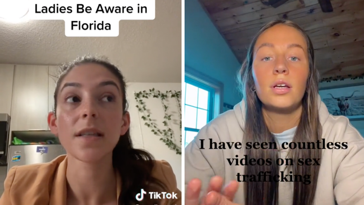 A woman telling her story about being approached by a man. Right: A woman sharing how she felt unsafe at a Florida beach.