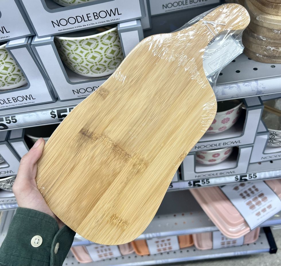 A wooden serving board from Five Below.