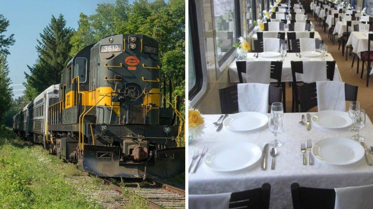 A York-Durham Heritage train. Right: A train interior