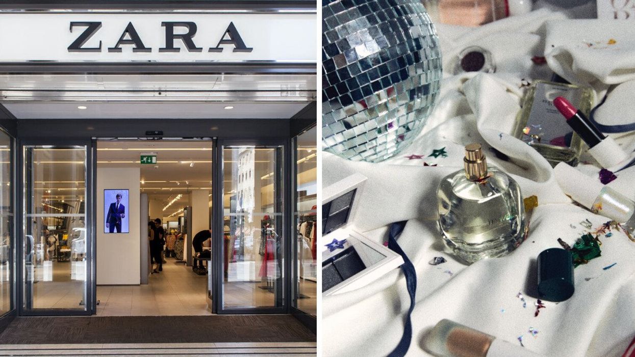 A Zara store. Right: Zara perfume.