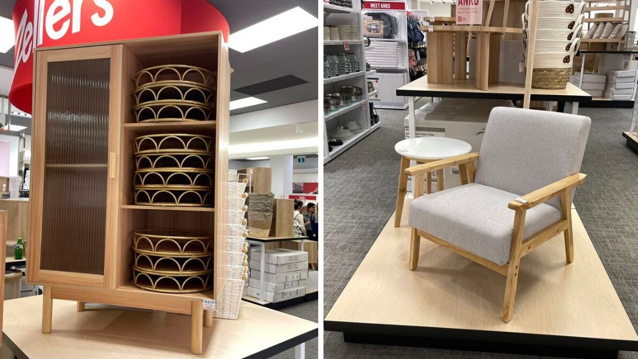 A Zellers cabinet. Right: A Zellers chair.