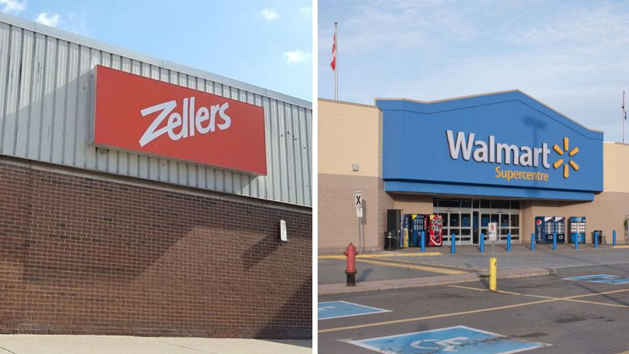 A Zellers in Ontario. RIght: A Walmart store in Canada