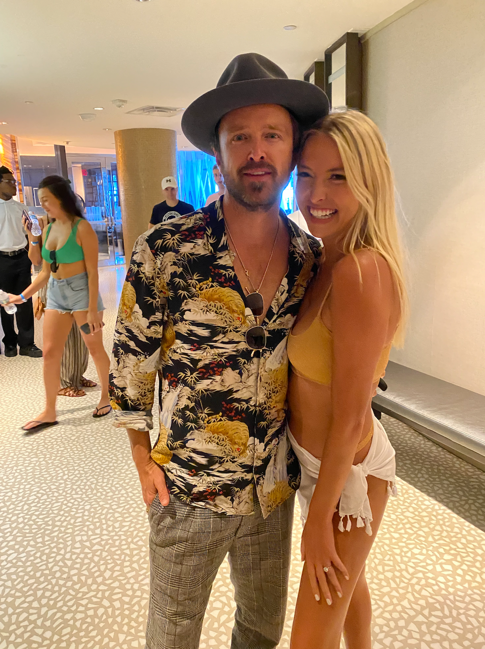 Aaron Paul with a fan at Fontainebleau in Miami Beach.