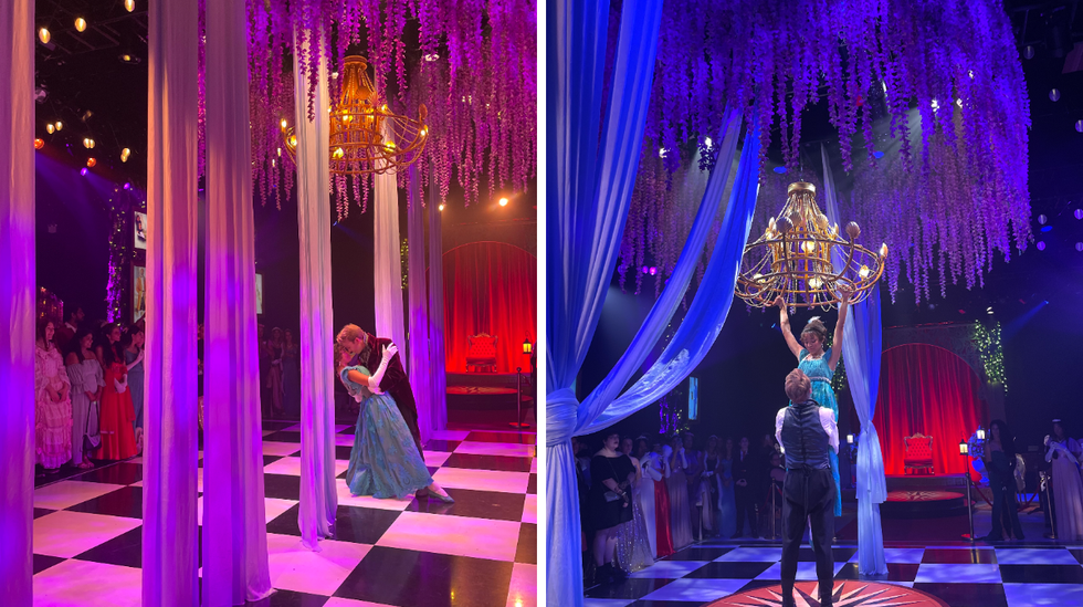 Actors dancing at the Bridgerton Experience.