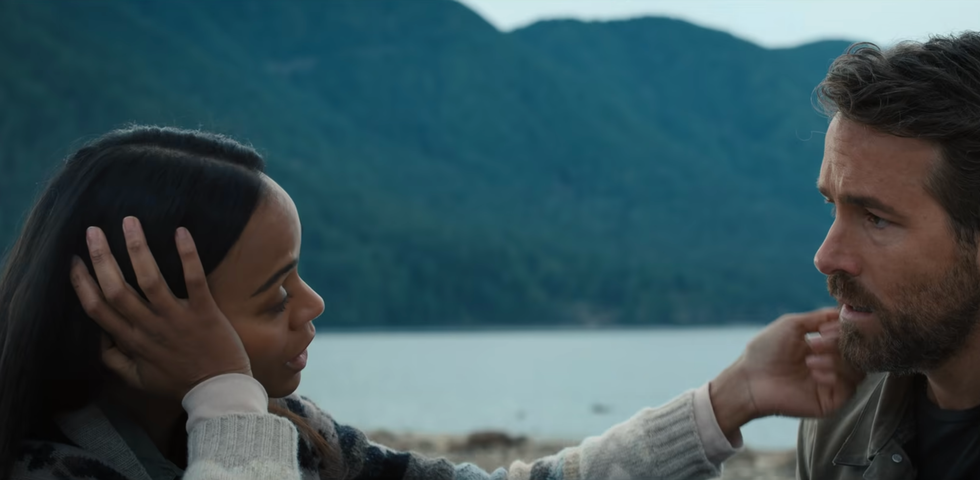 Actors Zoe Saldana and Ryan Reynolds in The Adam Project