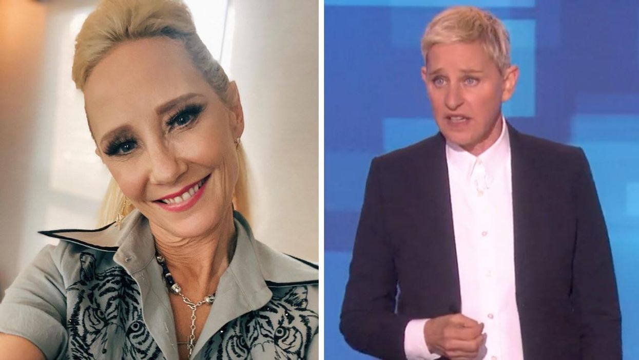 Actress Anne Heche. Right: Ellen DeGeneres on The Ellen Show.