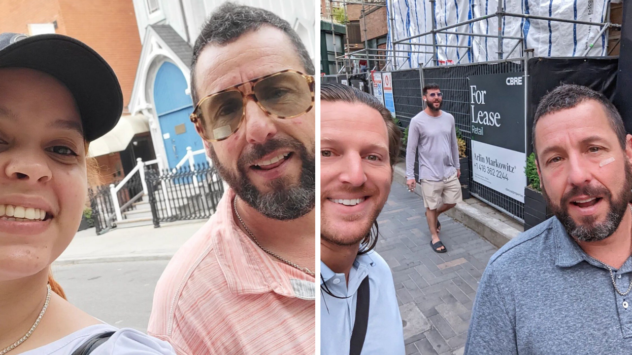 Adam Sandler with fans in Toronto.