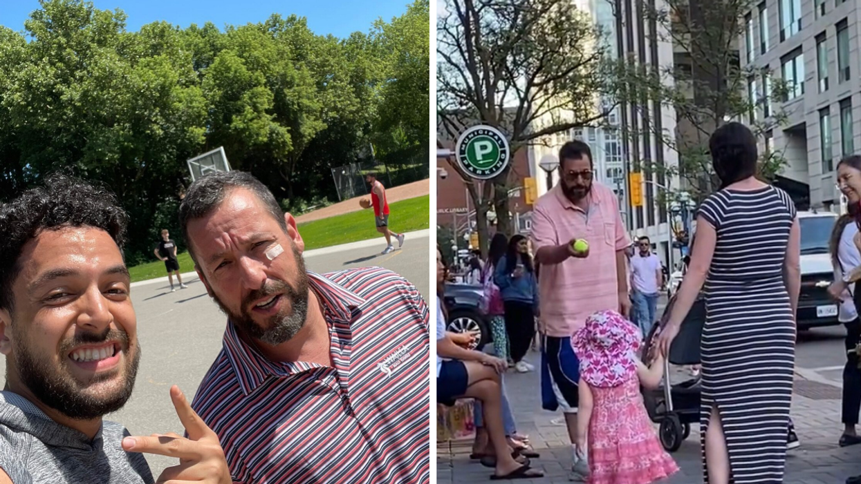Adam Sandler with fans in Toronto.