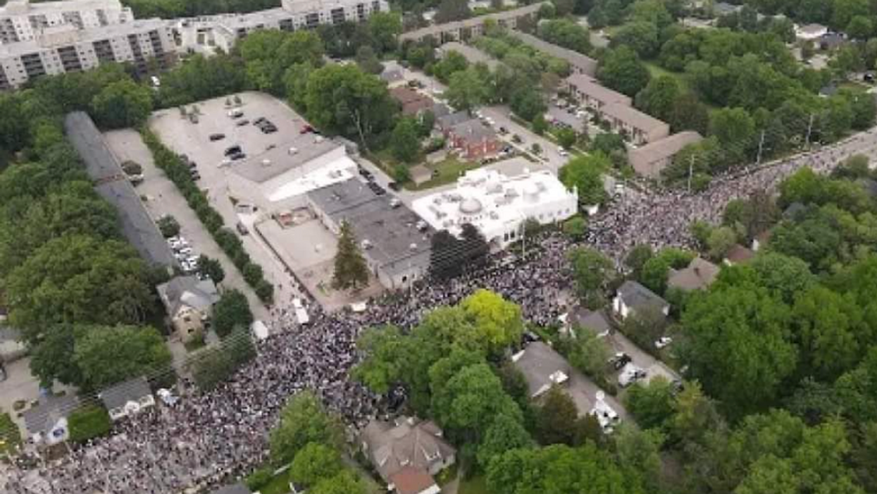 Aerial photo of the thousands gathered for the vigil