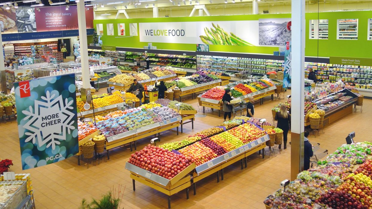 Aerial view inside a Canadian supermarket (illustrative).