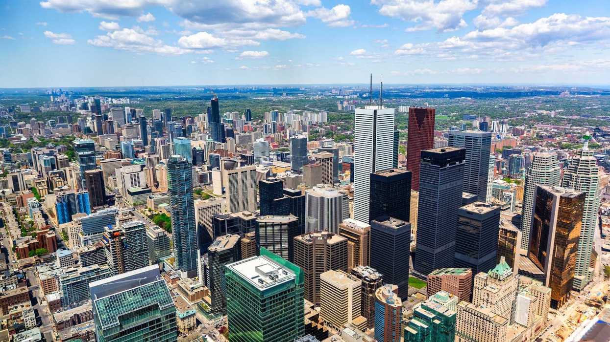 Aerial view of a Canadian city.