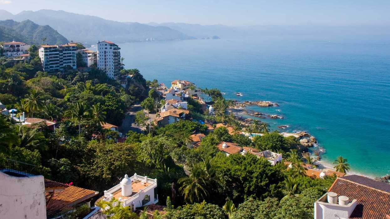 Aerial view of a scenic bay in Mexico.