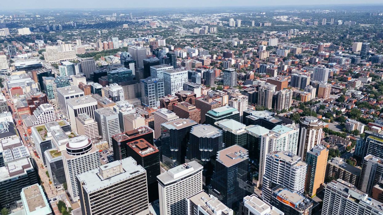 Aerial view of downtown Ottawa.
