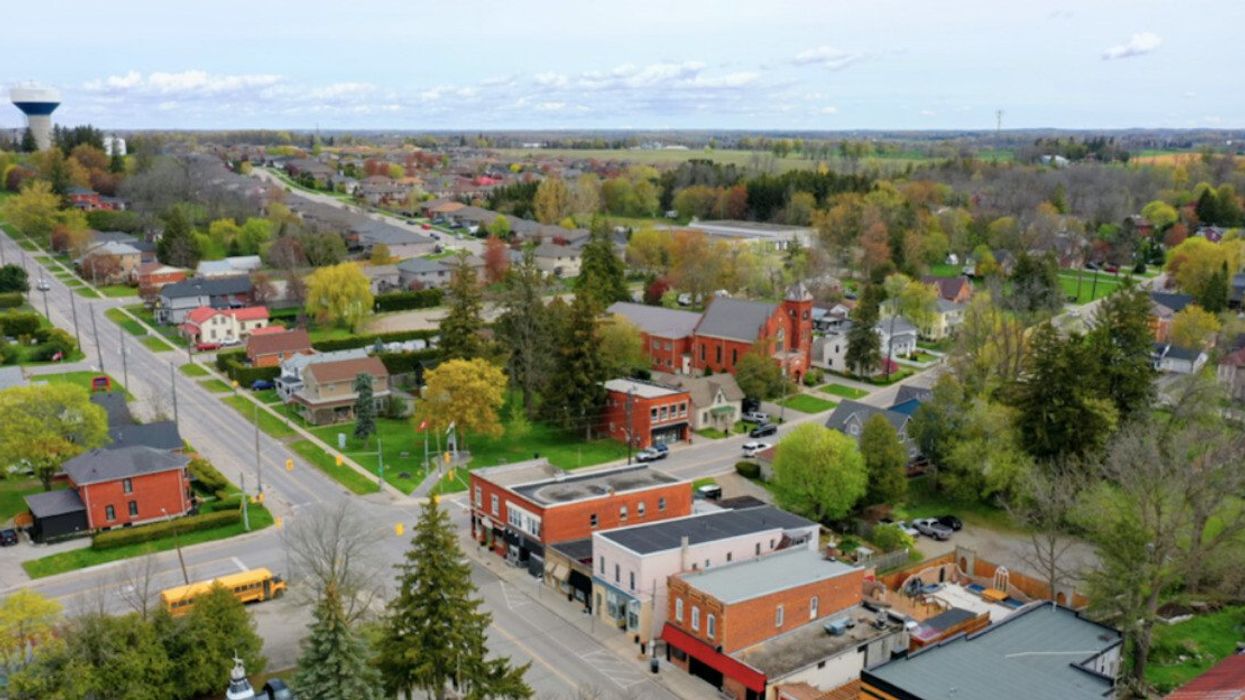 Aerial view of downtown St George, Ontario.